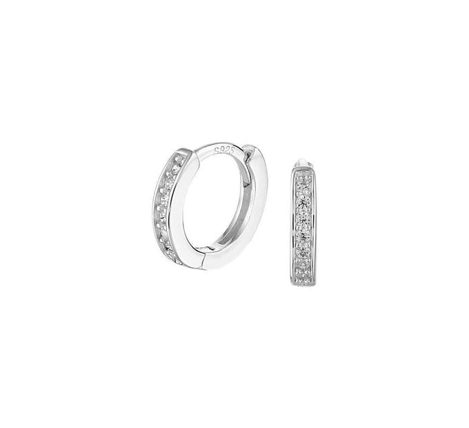 Zilver Gerhodineerde Klapoorringen zirkonia 1331367