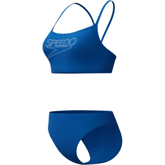 Speedo Dames Bikini Endurance+ Logo Thin Strap Blauw/Wit