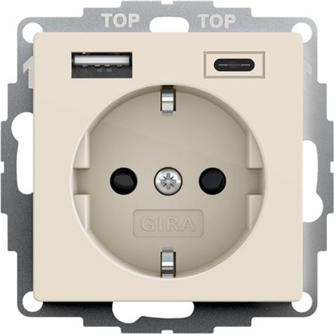 Dubbele Usb Type A/C Wandcontactdoos Met Veiligheid Plus - 245901 - E3YMF