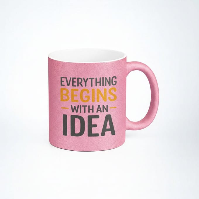 Roze Mok "Everything Begins with an Idea" - Inspirerende Koffiemok