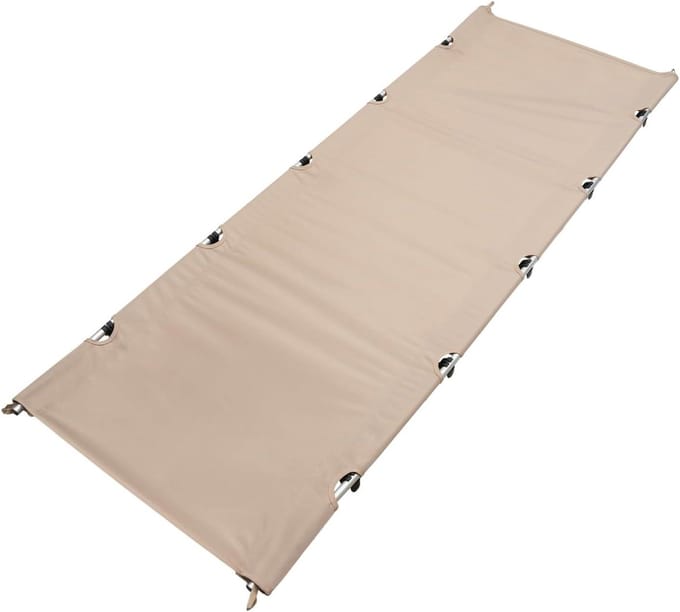 Veldbed Opvouwbaar - Campingbed Draagbaar - Kamperen Ontspannen - Robuuste Aluminium Constructie - 190 x 70 x 17 cm - Kaki