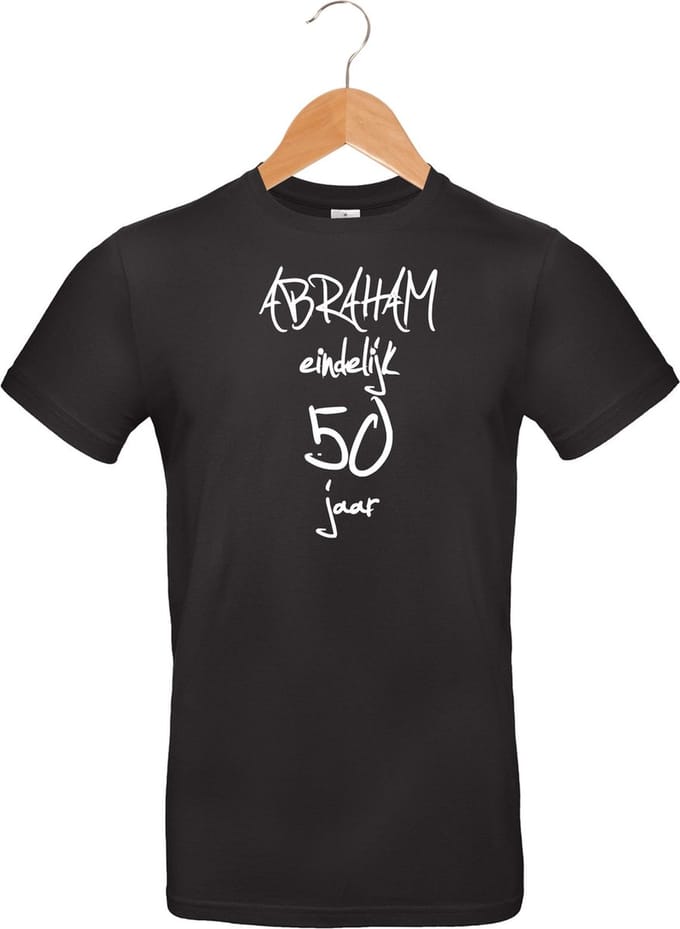 Mijncadeautje T-shirt - Abraham eindelijk 50 jaar - - unisex - Zwart (maat M)
