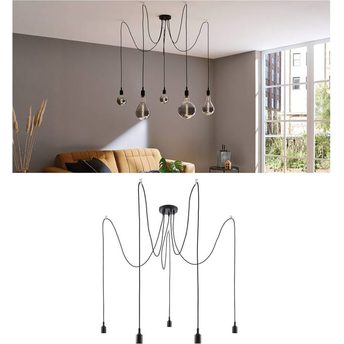 Neordic Hanglamp Ketil E27 max. 5x60W Zwart dimbaar Silicon, Metaal