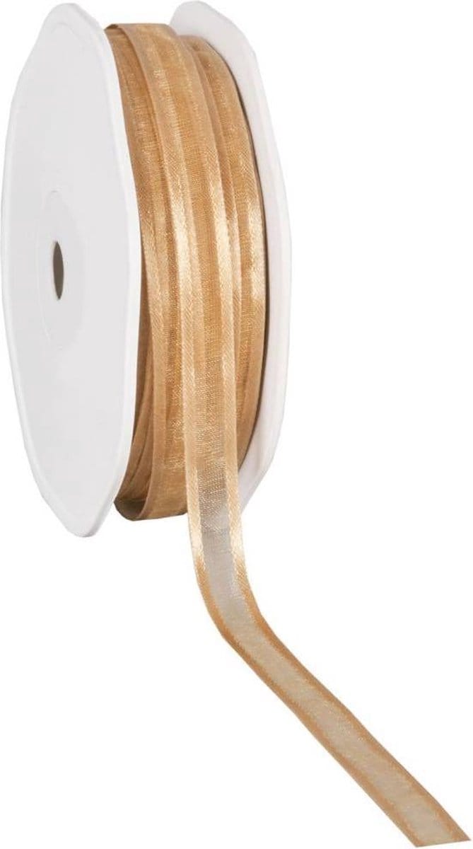 Satin edge Organzalint Goud – 10 mm × 50 m – Organza