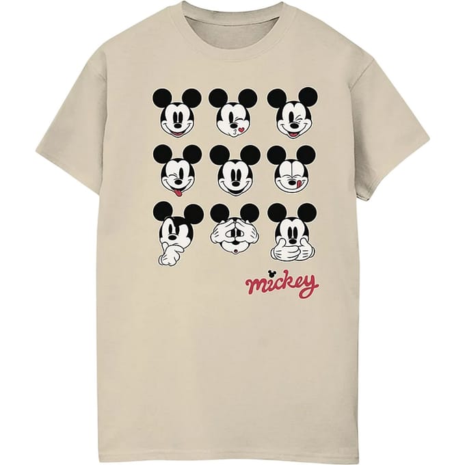 Disney Heren Mickey Mouse Veel gezichten T-Shirt (Beige)
