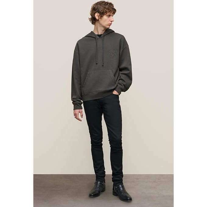 John Varvatos Ls Relaxed Hoodie - Barbwire Peace Black Größe: S | Kaputzenpullis Outlet | Herren | Schwarz