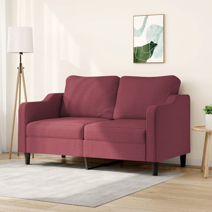 vidaXL - Tweezitsbank - 140 - cm - stof - wijnrood