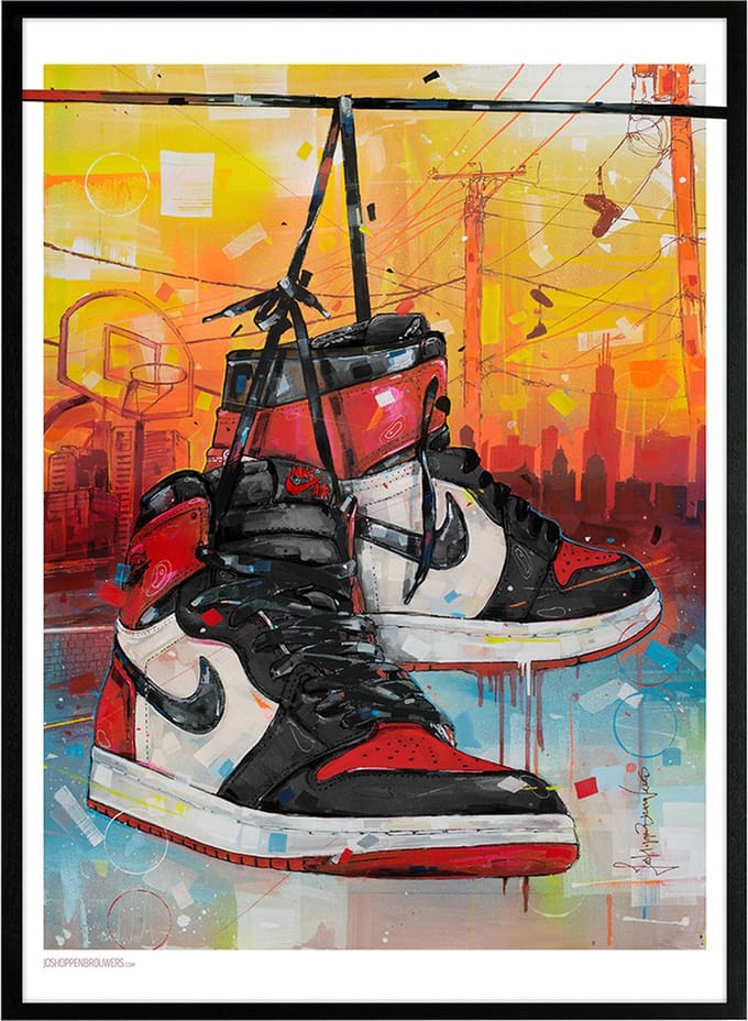 Sneaker print powerlines bred toe 51x71 cm *ingelijst & gesigneerd