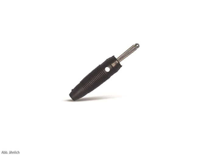 Zachte rubberen stapelbare bananenplug 4 mm zwart