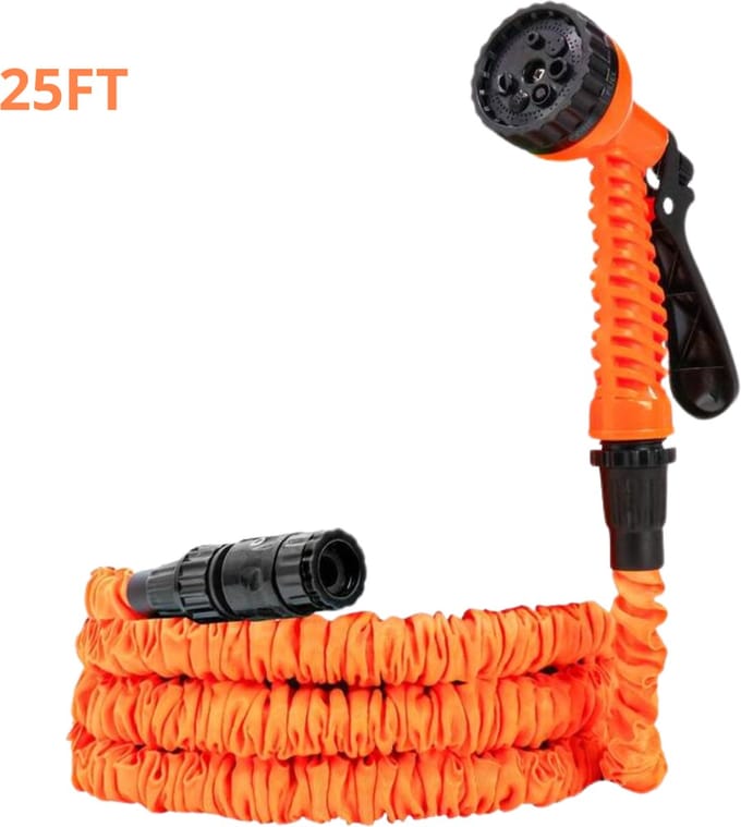 Livano Tuinslang Flexibel - Tuinslangen - Haspel - Spuitpistool - 7.5 Meter - Oranje