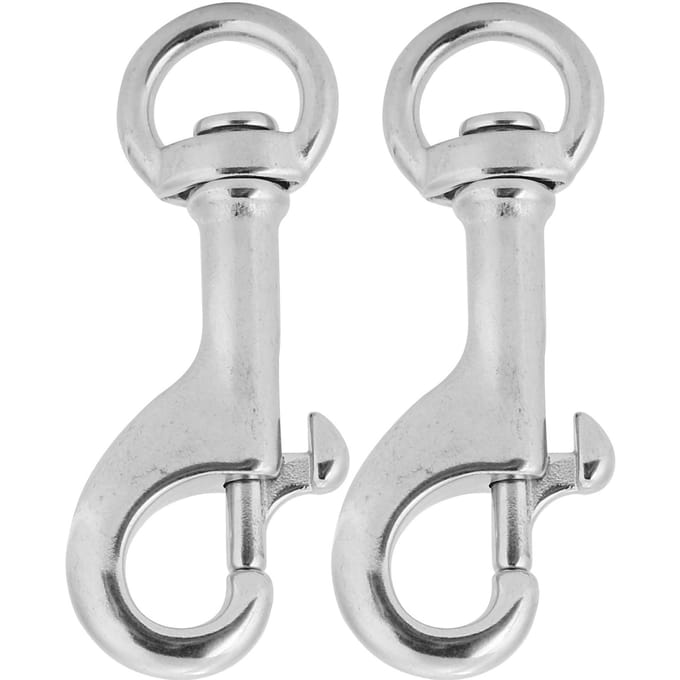 2pcs 68MM Plongée Acier Inoxydable 316 Crochet à Œil Émerillon Crochet à Ressort Émerillon Clip de Plongée à Simple Extrémité white