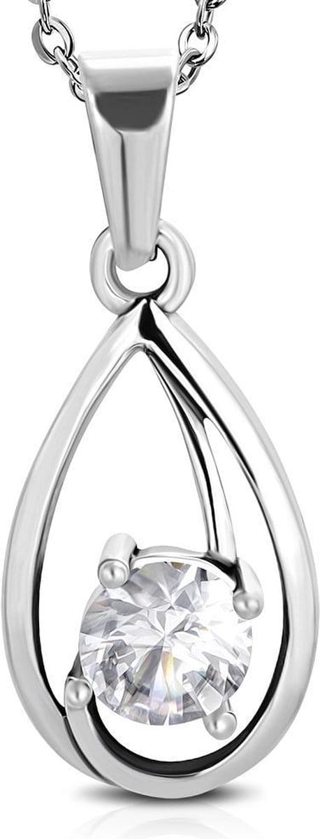 Amanto Ketting Bork - 316L Staal - Druppel - 24x13mm - 45cm