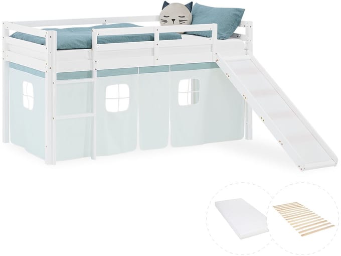 Homestyle4u Hoogslaper - 90x200 cm - Mint - met lattenbodem en matras