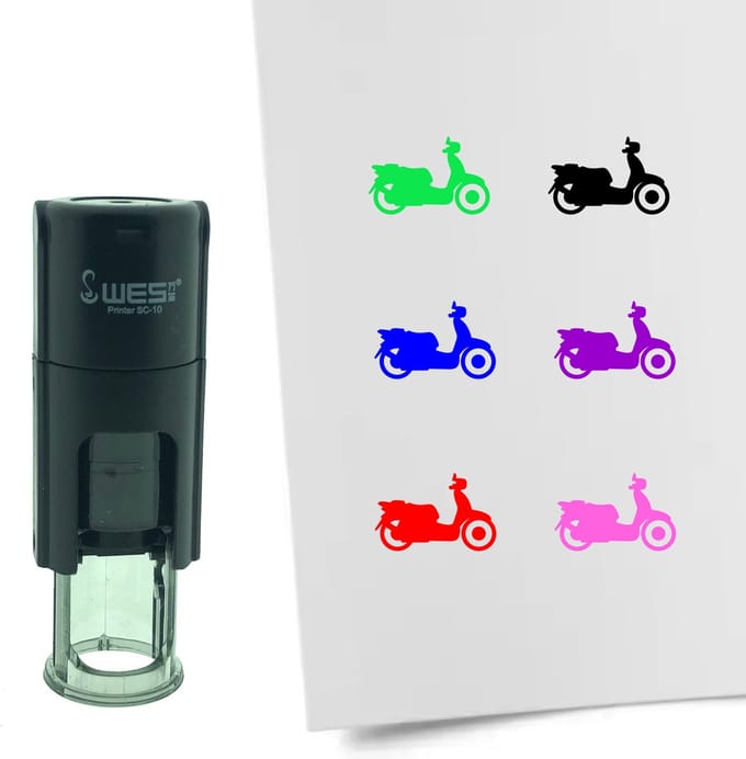 CombiCraft Stempel Scooter 10mm rond - rode inkt
