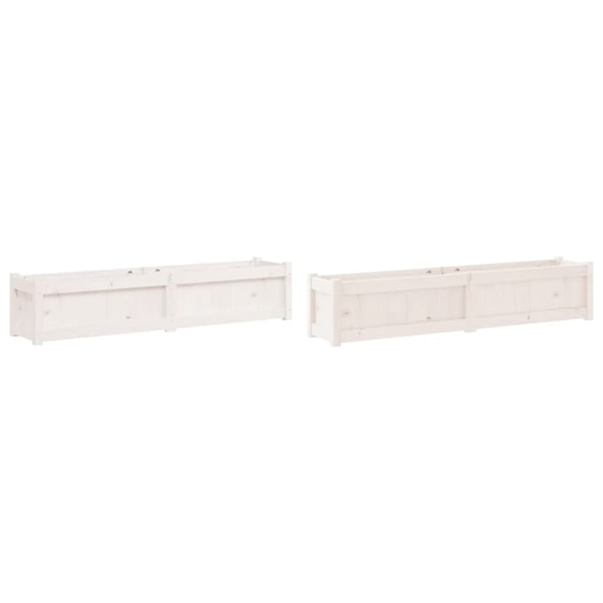 vidaXL - Plantenbakken - 2 - st - cm - massief - grenenhout - wit