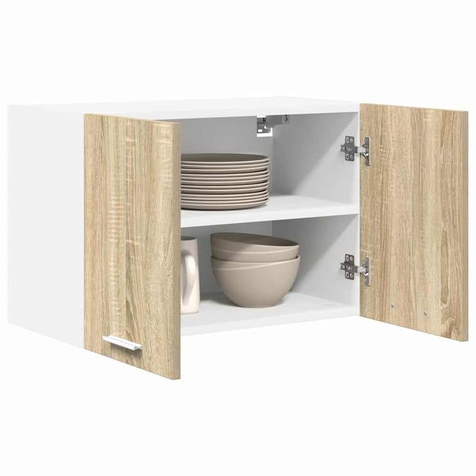 vidaXL - Hangkast - 2 - st - Sonoma - Eik - en - Wit - Bewerkt - hout