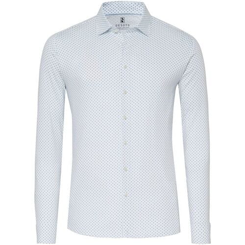 Desoto Overhemd Multi Mini Fantasy Dots Wit-Blauw / male