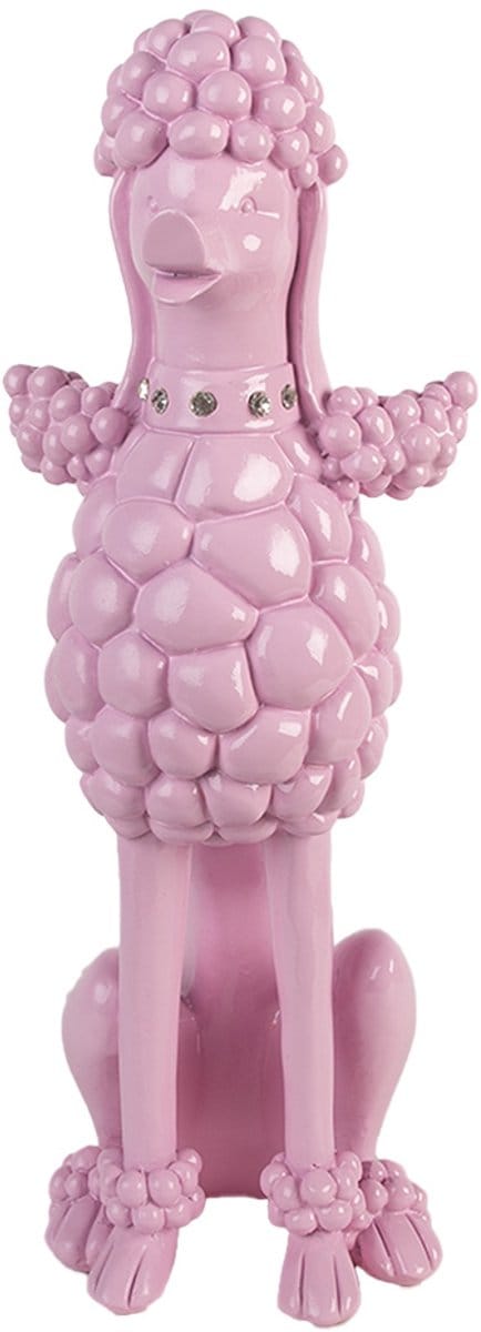 Clayre & Eef Decoratie Beeld Hond Poedel 13x17x33 cm Roze Kunststof