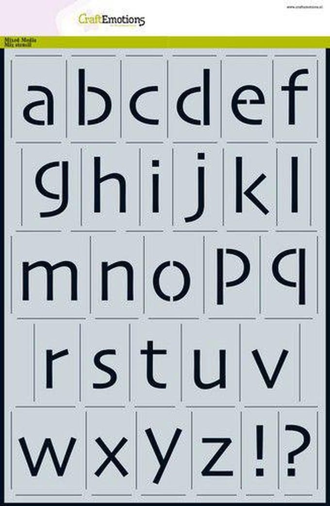 CraftEmotions stencil - alfabet kleine letters Skia A4 - H=±35mm A4