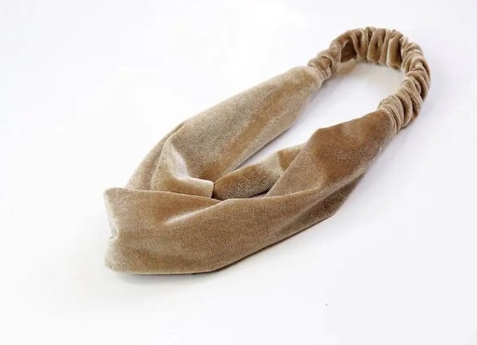 Go Go Gadget - Velvet Haarband - Feest - Hoofdband - Elastisch - Beige