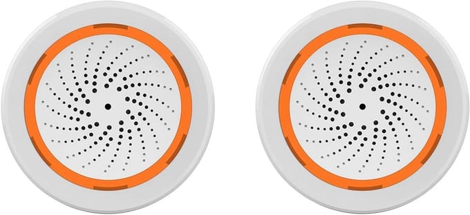 Slimme Sirene Sensor - Alarm Geluid - Huis Beveiligen - 90 dB Geluid Licht - 2 Stuks - Oranje Wit