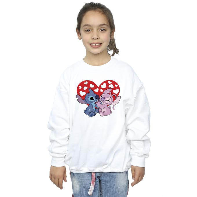 Disney Meisjes Lilo & Stitch Harten Sweatshirt (Wit)