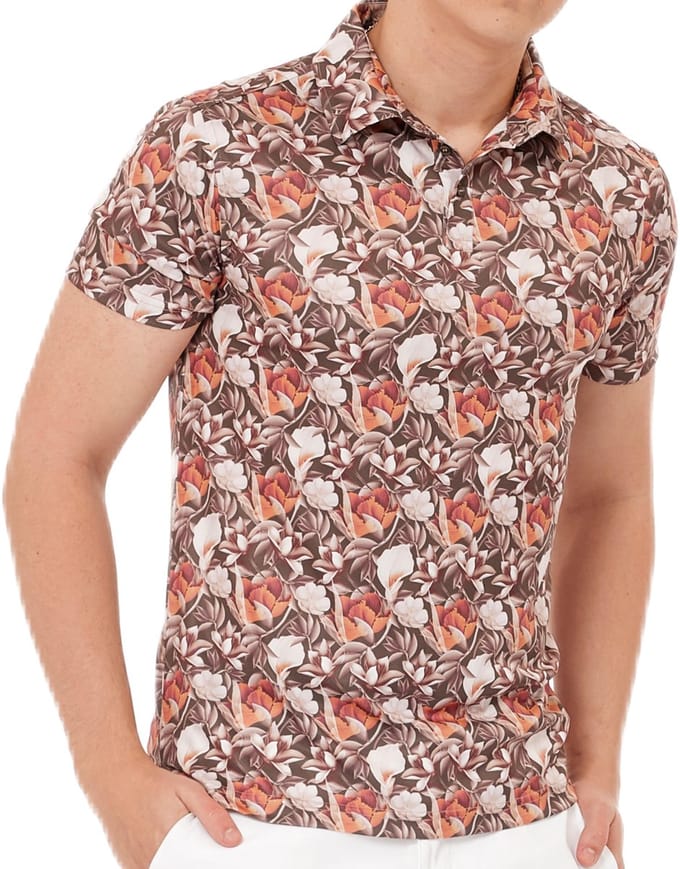 Func Factory mannen Polo Orange Flower maat S