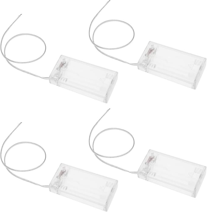 4 Stuks 2AA Batterij Houder met Aan/Uit Schakelaar en Extension Draden - Transparant