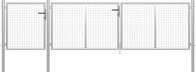 vidaXL - Tuinpoort - staal - 400x75 - cm - zilver