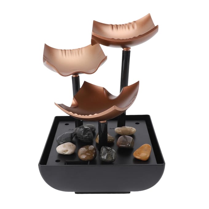 Tafelblad Waterfontein USB Circulerend Water met LED-licht Desktop Rots Stromend Water Landschap black
