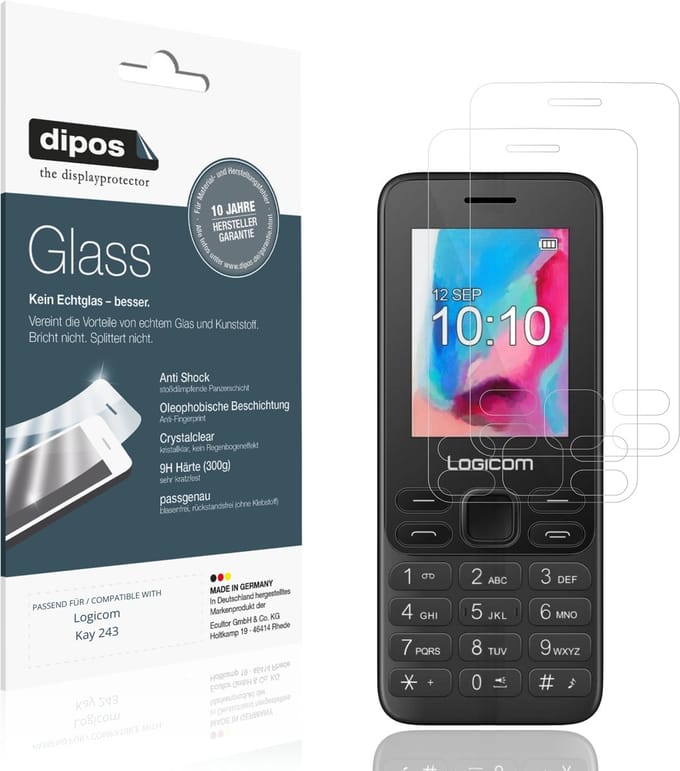 dipos – 2x Pantserfolie geschikt voor Logicom Kay 243 | 9H Screenprotector