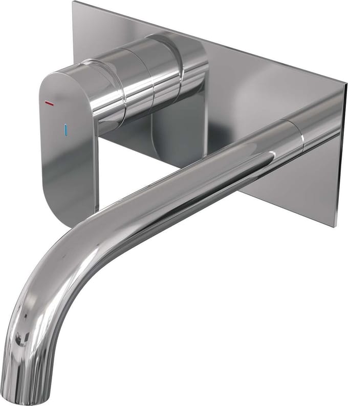 Brauer Chrome Edition inbouw wastafelmengkraan met gebogen uitloop en afdekplaat model C2 chroom