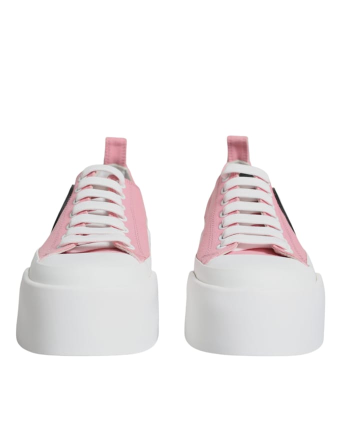 Dolce & Gabbana Roze Witte Canvas Logo Lage Sneakers Schoenen