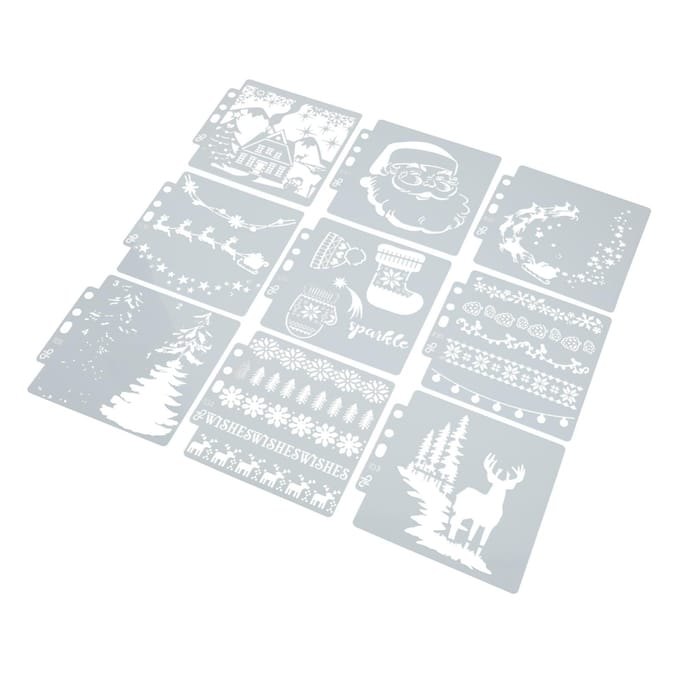 9 stuks Sjablonen DIY Productie Herbruikbaar PET Multifunctioneel Flexibel Duurzaam Mandala Sjabloon white