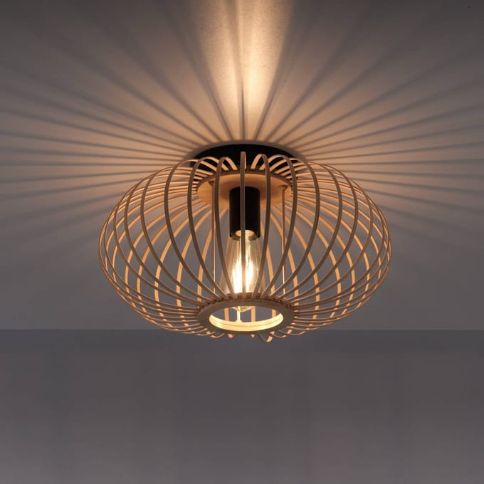 JUST LIGHT. GmbH Racoon plafondlamp gemaakt van hout, dunne stutten, Ø 40cm