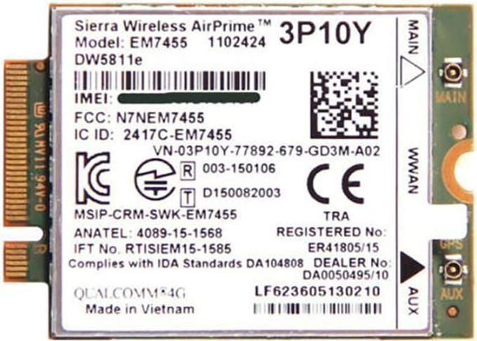 Dell Wireless 5811E (DW5811e) M.2 Mobile Broadband 4G LTE WWAN Card – 3P10Y