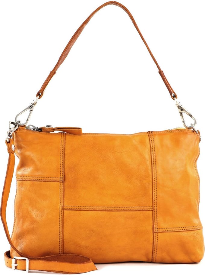 CAMPOMAGGI Leren Schoudertas Everyday Leather Bag Pochette Giallo Geel