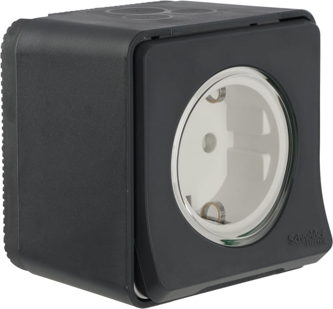 Mureva Styl DIY - Wandcontactdoos 1V - IP55 - Grijs / Antraciet