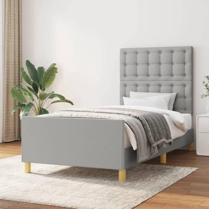 Bedframe met hoofdeinde - Bed met lattenbodem - Comfortabel slapen - In hoogte verstelbaar hoofdeinde - 90 x 200 cm