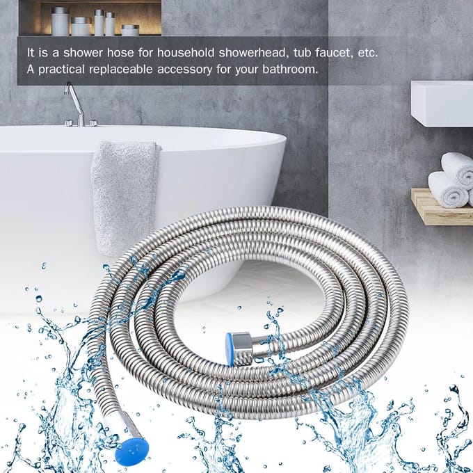Doucheslang RVS Buis Flexibele 3M Lange Doucheslang Vervanging met 1/2 Inch Connector 3m zilver
