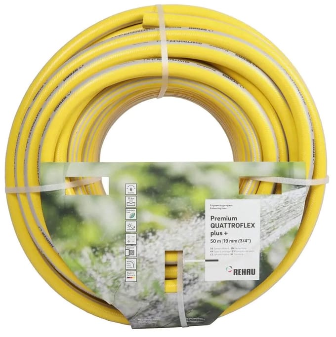 Talen Tools - Gele Tuinslang - 3/4 - 50 m - Quattroflex - Getricoteerd - No Torsion White Plus