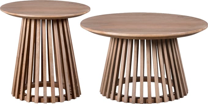 Lewis & Loft Salontafel Levi - Mangohout - Rond - Naturel - Klein en groot - Set van 2