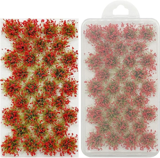32 Stuks Rode Kunstgras voor Modelbouw, Static Grass voor Spoorwegen en DIY Landschappen