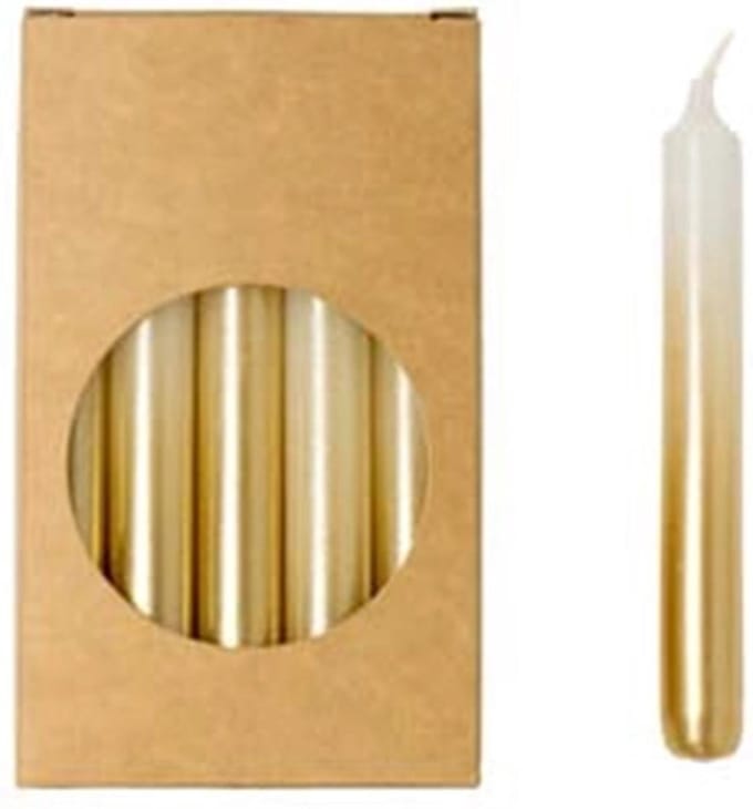 Rustik Lys   Potloodkaarsen   Klein   20 stuks   1,2 x 10cm   wit/goud