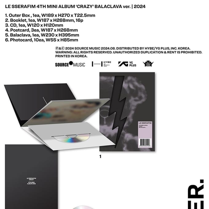 LE SSERAFIM - Crazy bivakmuts ver. NO POB (Album only) black