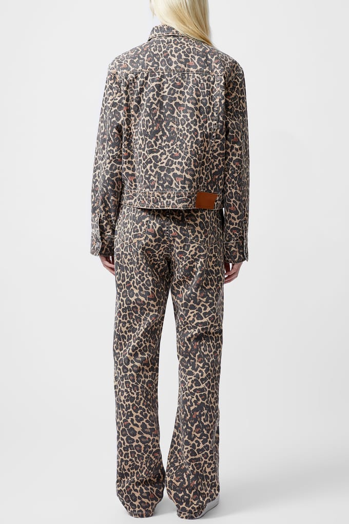 French Connection Charlie Printed Denim Jacket Leopard Sand Multi Taglia: XS | Giacche di jeans Outlet | Donna | Blu