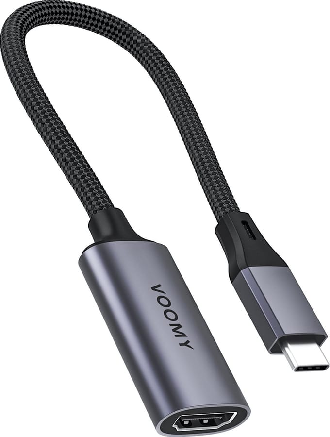 Voomy USB C naar HDMI Adapter - 4K 60hz - Gevlochten Kabel - Thunderbolt 3 - Space Grey