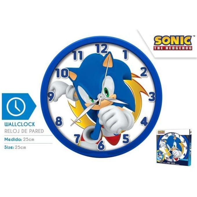 Sonic Wandklok - Klok - The Hedgehog - 25CM - Blauw