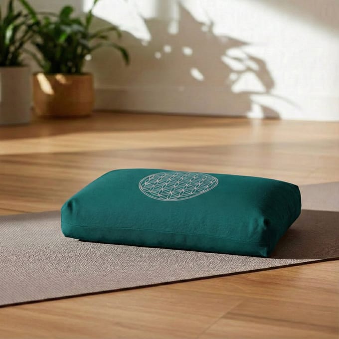 Yogakissen - klein - Blume des Lebens - mit Kapok-Füllung