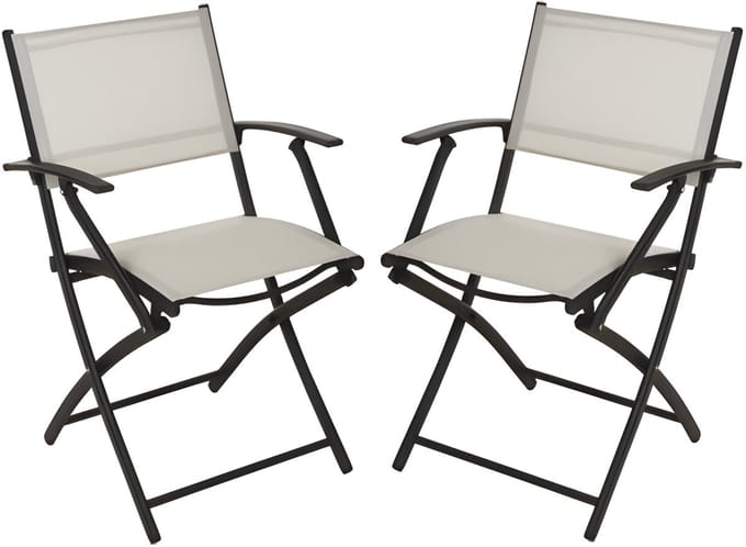 Redcliffs Klapstoel - 2x - beige - opklapbaar - 46 x 52 x 85 cm - staal/polyester - campingstoel/tuinstoel